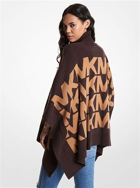 Logo Merino Wool Blend Poncho .